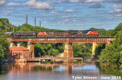 CN 8954 Leads WB Manifest over the Iowa River 6-28-16