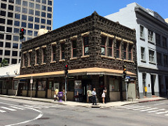 Historic Joseph W. Podmore Building made from lava rock.