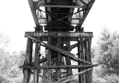 Pony Girder Railroad Bridge over Cedar Bayou, Baytown, Texas 1309281519BW