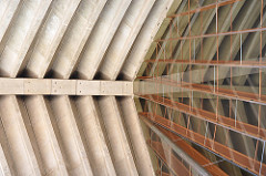 Precast concrete panels and concrete ribs that hold the roof - Sydney Opera House