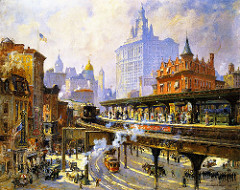 Colin Campbell Cooper - Chatham Square Station, New York