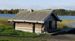 P1010867 Russie, île de Kiji, un sauna en bois de pin du début du XXe siècle, déménagé de Mjostrov et préservé par le Musée en plein air d
