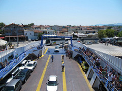 Buses waiting to board the Thassos ferry
