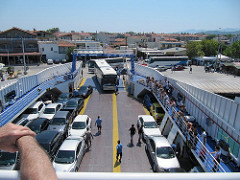 Boarding the Thassos II at Keramoti