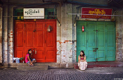 Waiting at Yangon market