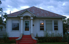 neighborhood at dusk