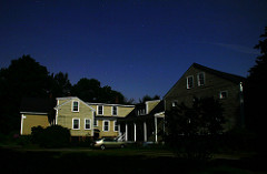 New England farm at midnight