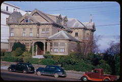 Old frame house at 2610 Jackson St. from Alta Plaza. San Francisco.